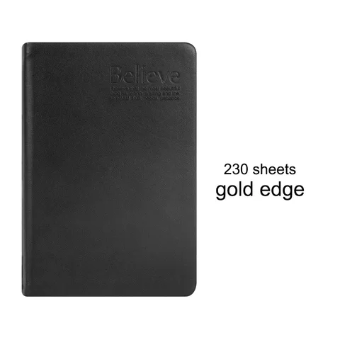Записная книжка RuiZe с кожаной обложкой, дневник A6, чистые страницы, толстая бумага, черная записная книжка, журнал, бумага с золотыми краями, креативные канцелярские принадлежности