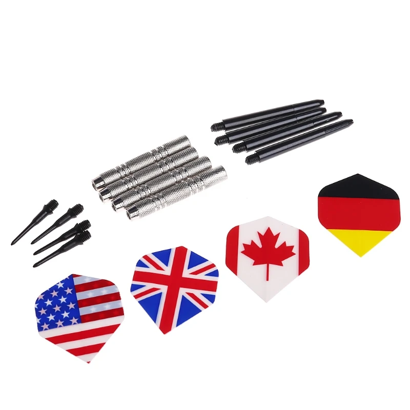 

4Pcs Dart Brass Soft Tip Bar Darts With Nice National Flights Flags Throwing Toy