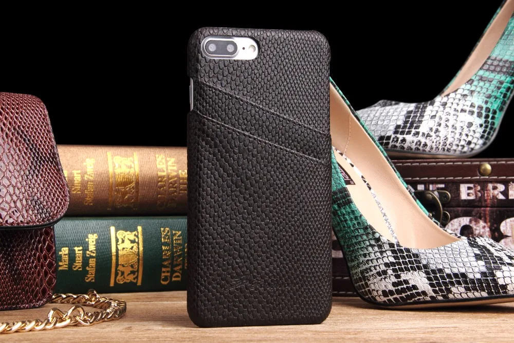 Черный fierre shann бренд из искусственной кожи чехол для iPhone 7 Plus/8 Plus текстура питона с
