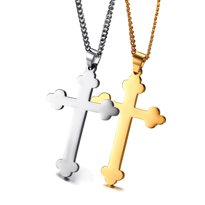 Мужская подвеска в виде крестиков ожерелье из нержавеющей стали золотистого