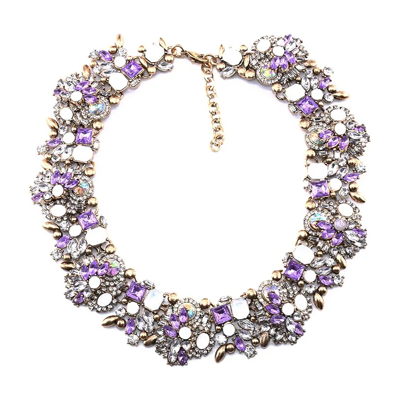 PPG и PGG Женщины Ювелирные Изделия Кристалл Шарм Choker Коренастый Себе Биб Воротник Ожерелье - Окраска металла: new purple
