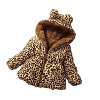 thicken winter windproof warm baby girls woolen coat leopard print children outerwear for 70 130cm
