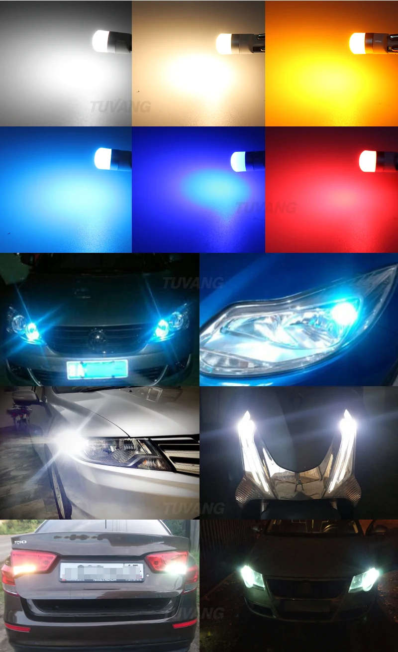 2x T10 W5W светодиодный лампы 3030 SMD 168 194 Габаритные фонари для автомобиля лампа для чтения Авто дневные ходовые огни 12V Белый Янтарный Хрустальный синий и красный цвета мотоцикл