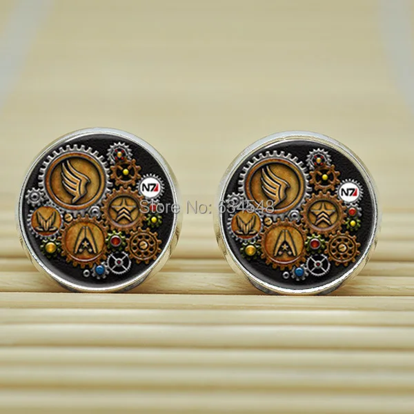 10pair Steampunk Mass Effect Symbols Earrings Studs jewelry glass Cabochon Post B4160 | Украшения и аксессуары