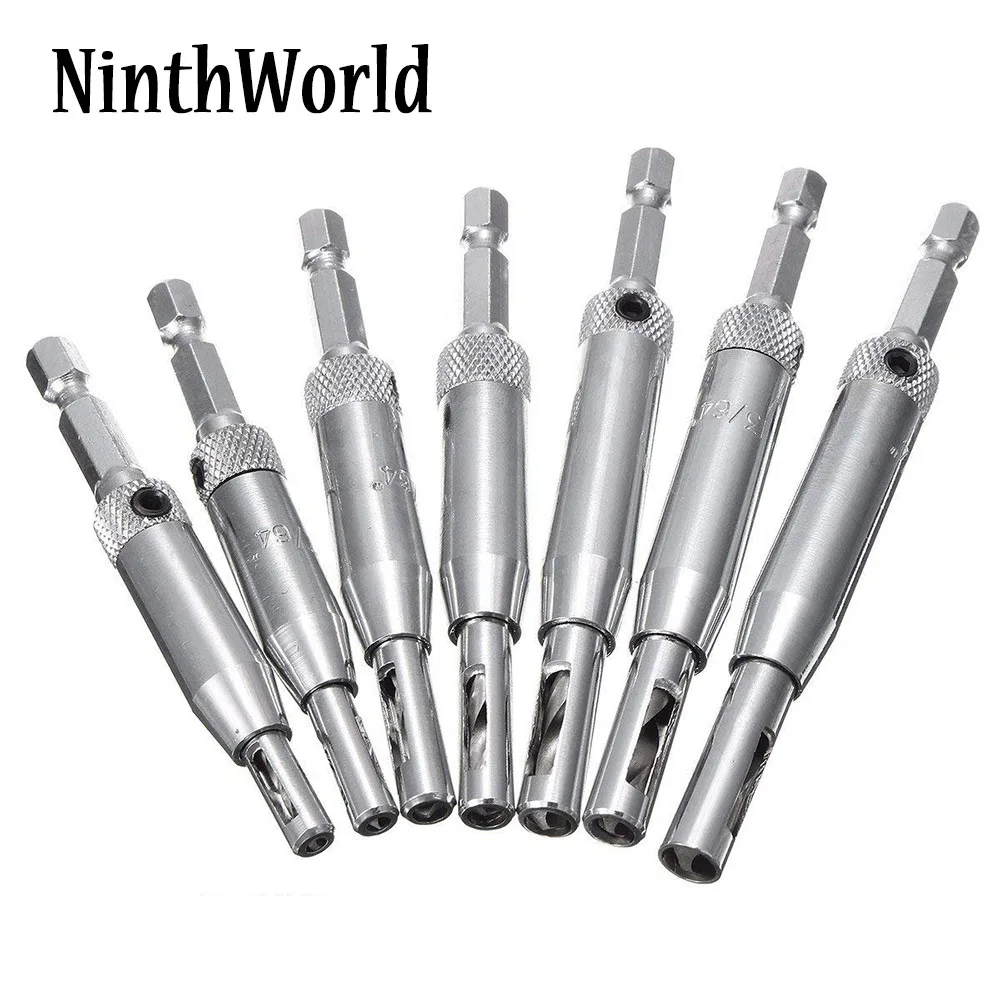

1Set Center Drill Bit Doors Self Centering Hinge Tapper Core Drill Bit Set Hole Puncher Woodworking Tools 5/64"- 1/4"
