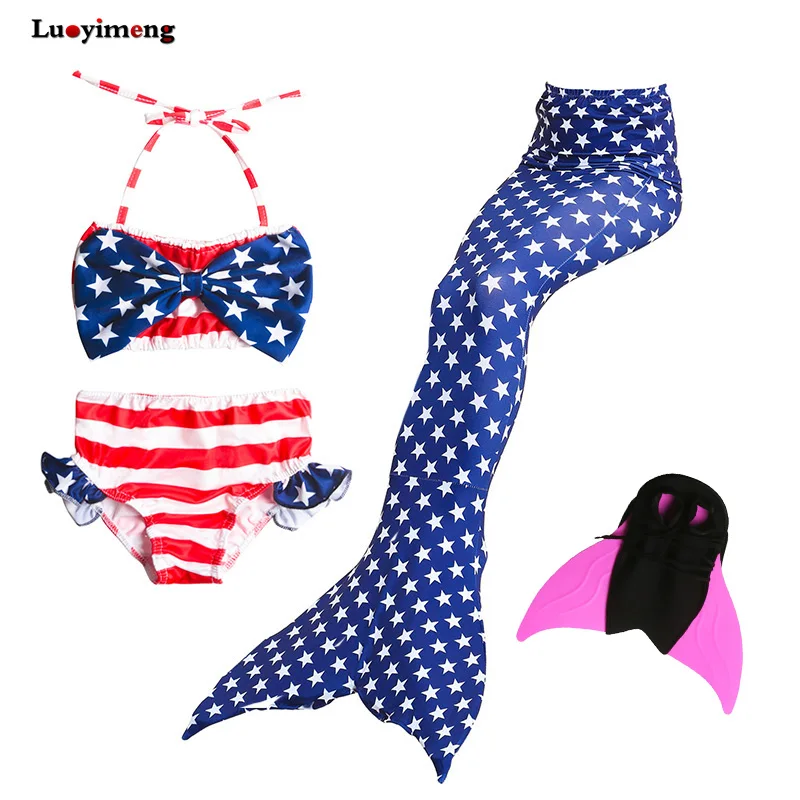 4pcs/set Girls Mermaid Tails Dress Swimwear Cosplay Princess Tail Costumes Bathsuits Suit Swimmable Kids Swimsuit With Monofin |