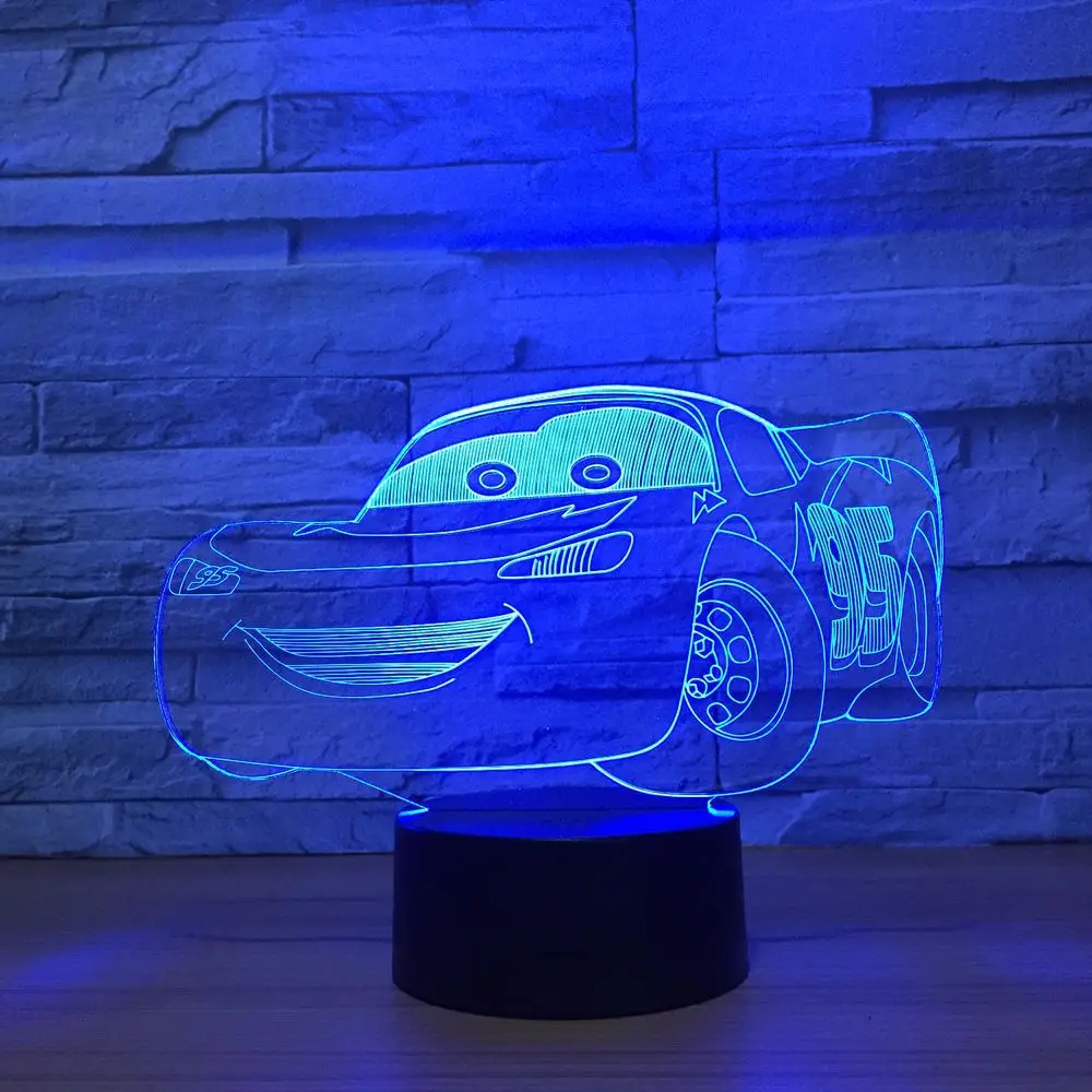 Автомобиль 7 цветов 3D Настольные светильники сенсорный визуальный градиент