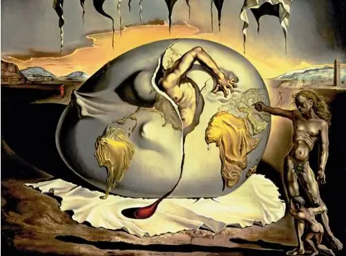 Salvador Dali геополитика рождение ребенка новый человек Искусство Шелковый плакат