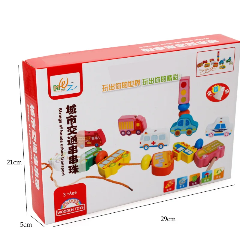 

MWZ Wooden Urban Transport Alphanumeric Block stringing beaded Toys For Children Learning & Education Colorful Products Kids Toy