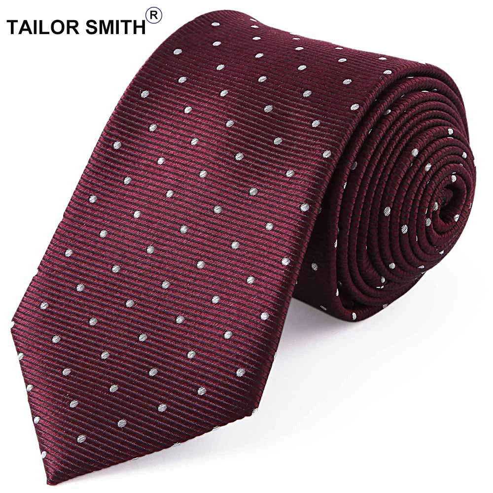 Tailor Smith дизайнер галстук в горошек мужские роскошные чистого шелка бордовый