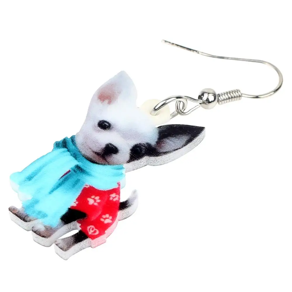 WEVENI красные акриловые серьги с собаками чихуахуа висячие милыми животными