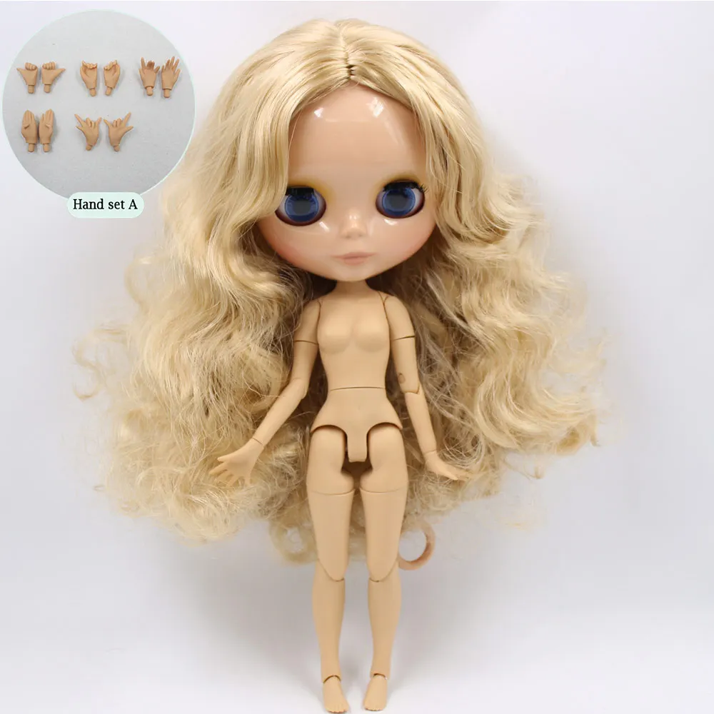 Ледяная Обнаженная кукла Blyth No. BL3157 Flaxen hair 1/6 bjd, pullip, licca, jerryberry - Цвет: C doll with hand A