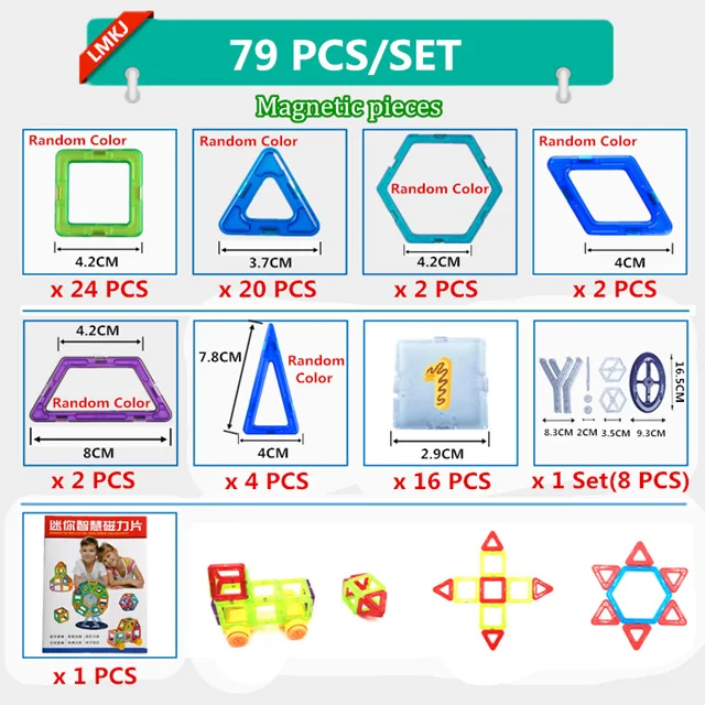 CL-Mini-79PCS DIY Мини Магнитный дизайнерский Сборная модель набор строительных блоков пластиковые магниты Кирпичи Детские развивающие игрушки для детей подарок - Цвет: CL-Mini-79PCS
