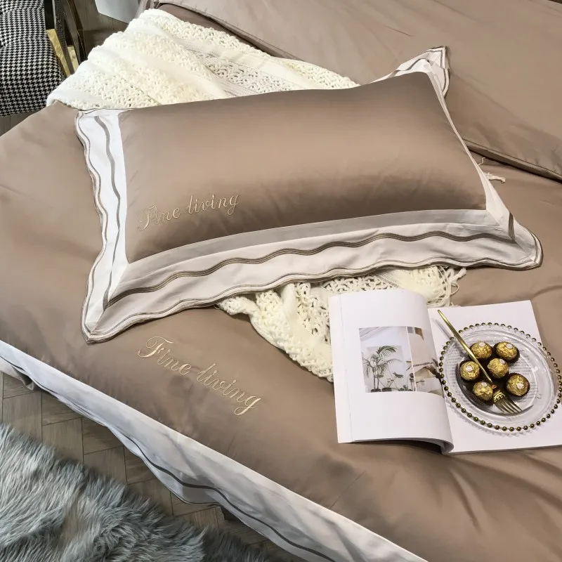 10 Серое, розовое, красное постельное белье, набор постельного белья queen King size, набор постельного белья из хлопка с вышивкой, набор постельного белья с пододеяльником - Цвет: 10
