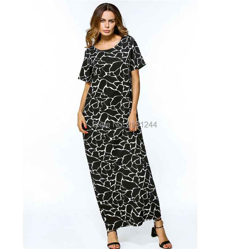 Повседневное мусульманское Макси платье Abaya хлопковое Свободное длинное с