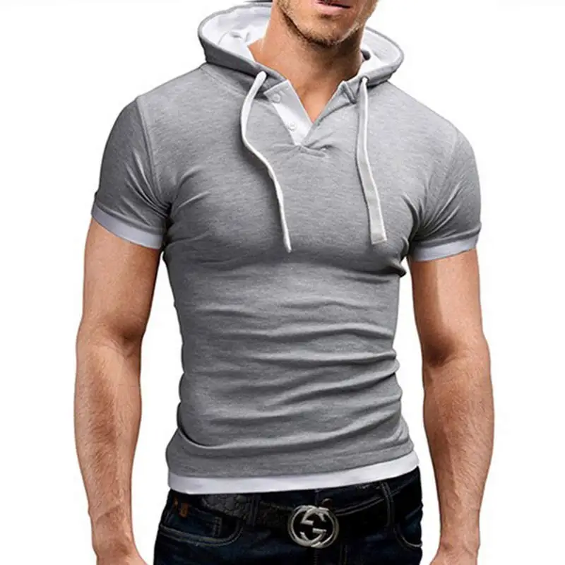 Мужская хлопковая футболка с коротким рукавом повседневная облегающая черная