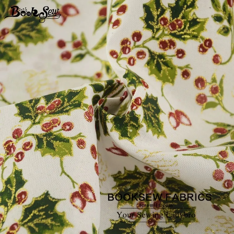 Booksew Лен Ткань Новогодние товары листья Дизайн 50x150 см метр ткани Вышивание DIY для мешок скатерть Подушка украшения дома чулок