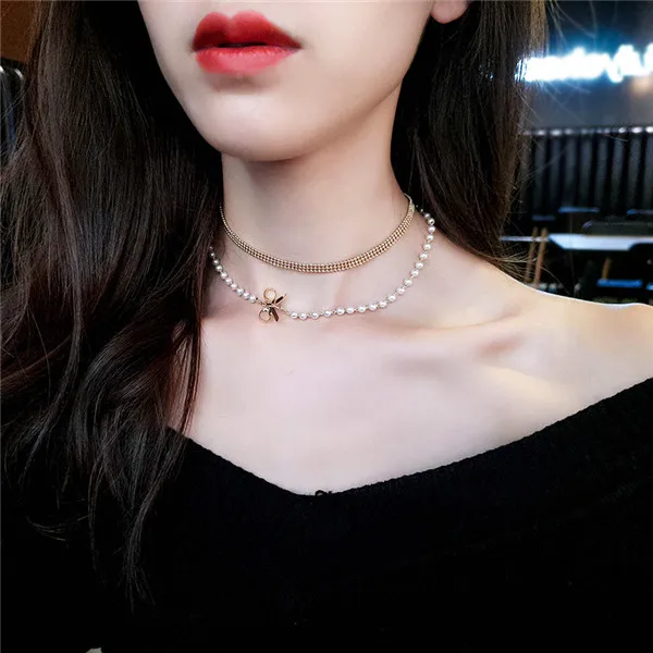 double choker Новая мода, искусственный жемчуг, колье, ожерелье для женщин, золотой цвет, Квадратный Кулон в виде королевы, ожерелье, массивный Массивный воротник J30 - Окраска металла: double choker