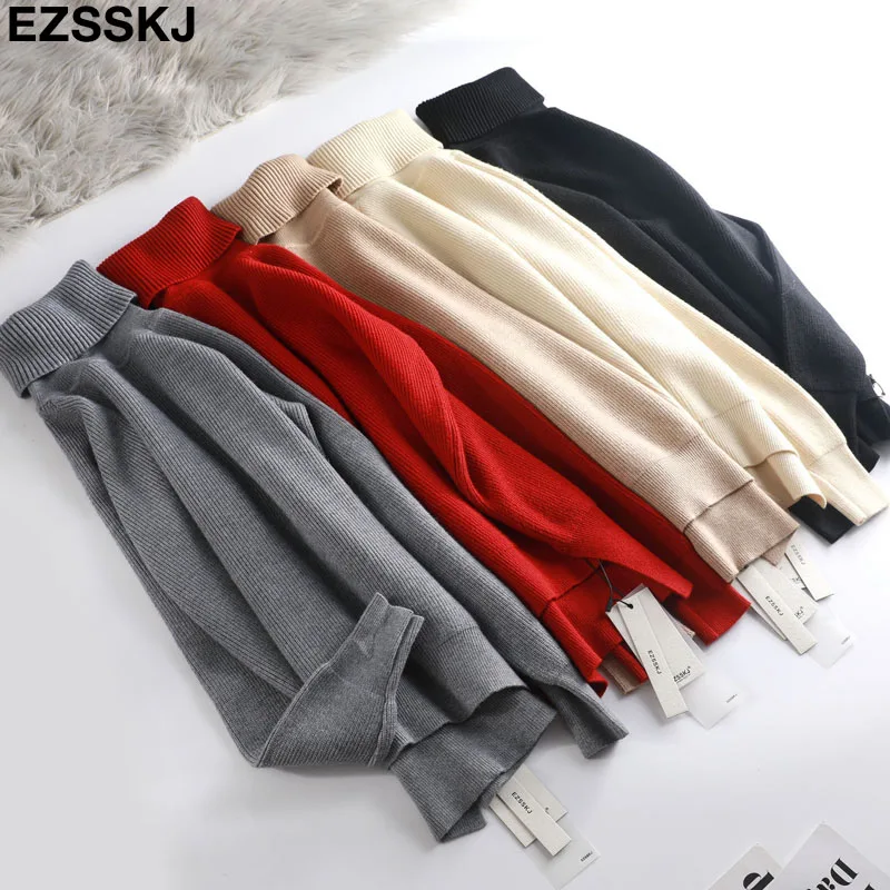 High Quality Turtleneck Sweater Women Winter thick Pullover Solid Knitted Tops for Autumn Female oversized | Женская одежда