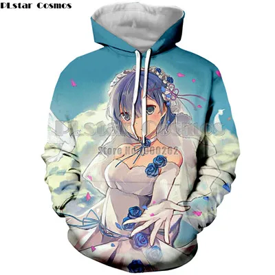 8 PLstar Космос Повседневный дизайн толстовки с длинным рукавом аниме Re Zero Rem 3D принт толстовка с капюшоном Прямая - Цвет: 8