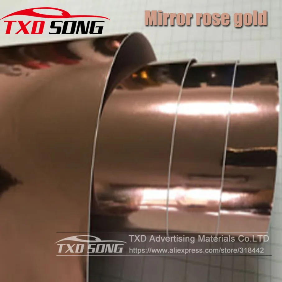 

50CM*1M/2M/3M/4M/5M Roll Car styling High stretchable Mirror rose gold Chrome Mirror Vinyl Wrap Sheet Roll Film Car Sticker