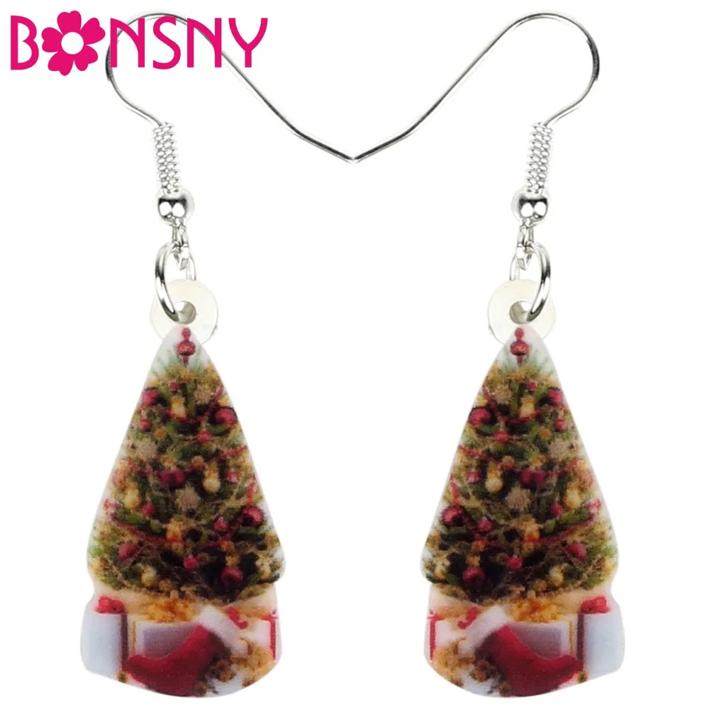 

Bonsny Acrylic Christmas Tree Decoration Earrings Drop Dangle Party Jewelry For Women Girls Teens Gift Charms Ornaments Navidad