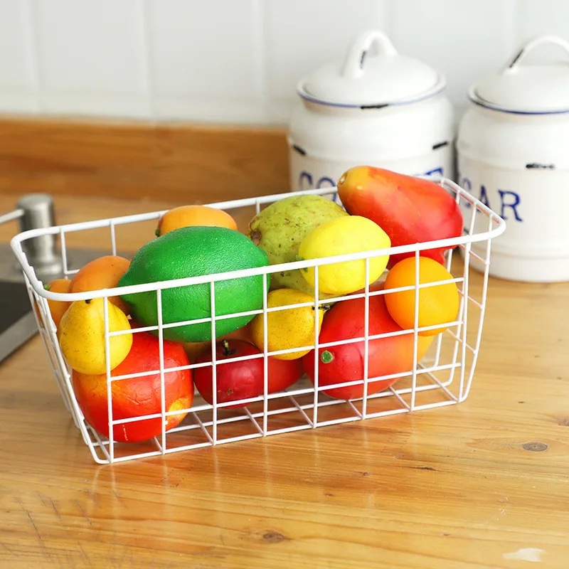 

1PC Wrought Iron Retro Storage Basket Home Bathroom Kitchen Storage Basket Books Snacks Debris Storage Basket Fruit Basket U3