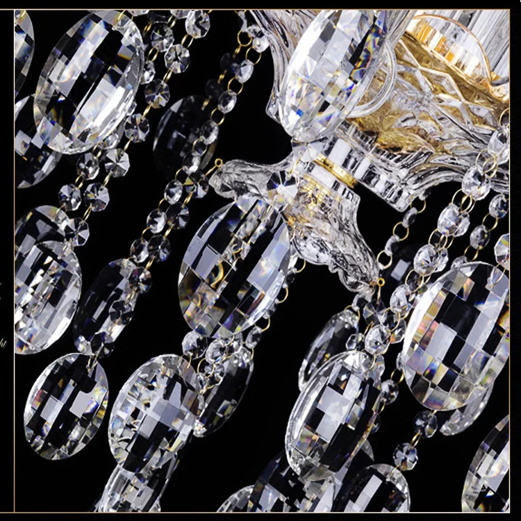 15 головок Золотая свеча Led светильник висячая хрустальная люстра освещение отель