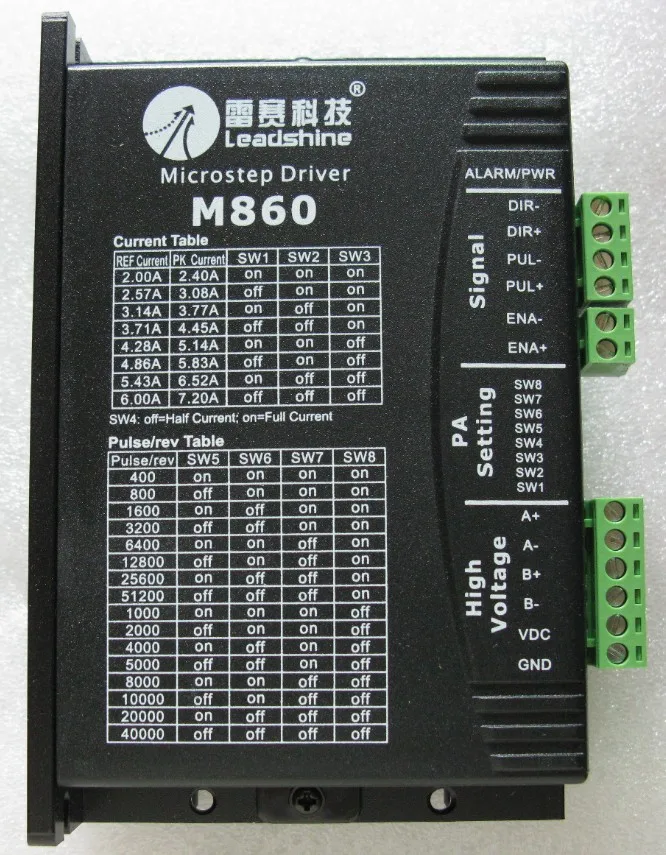 2 фазы Leadshine M860 Драйвер шагового двигателя CNC 24 80VDC выход 2.0A 6A для nema 34 шаговый