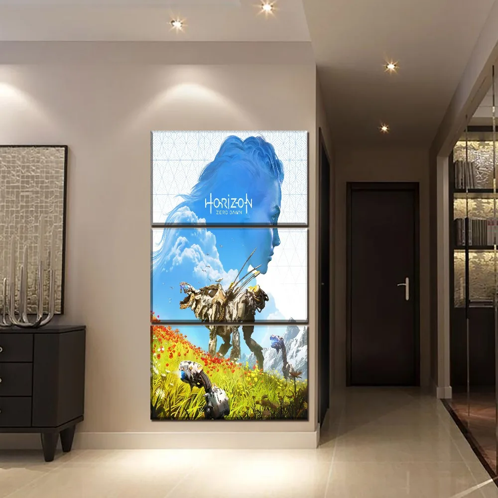 Canvas Print Picture Wall Art 3 Pcs Game Horizon Zero Dawn Aloy And Girl Paintings Home Decor Module Poster Living Room Frame | Дом и сад