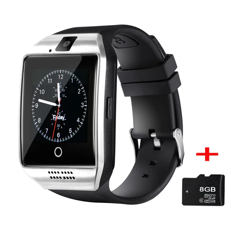 Q18Silver8GB TORNTISC, умные часы, шагомер, q18, умные часы,, поддержка sim-карты TF, с камерой 0,3 м, для телефона Android IOS - Цвет: Q18Silver8GB