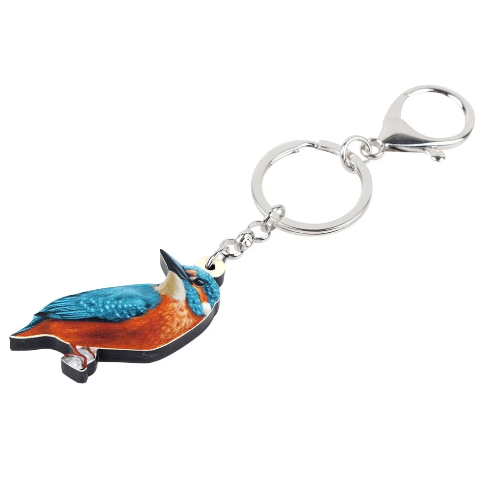 Bonsny акриловый цветочный альцедо брелок для ключей Kingfisher Bird брелоки цепочки