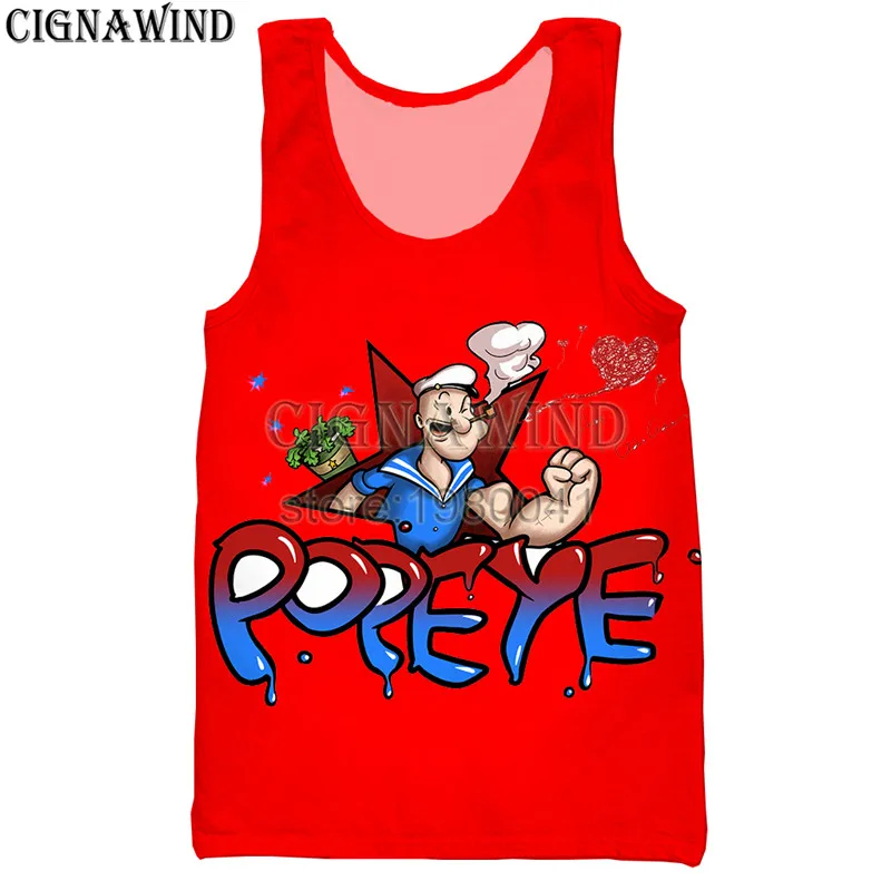 Новая популярная майка для мужчин/женщин мультфильм аниме Popeye 3d печати жилеты Harajuku стиль Бодибилдинг уличная топы