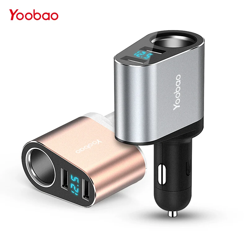 Yoobao 2 USB Автомобильное зарядное устройство 2.4A Быстрая зарядка ЖК тестер