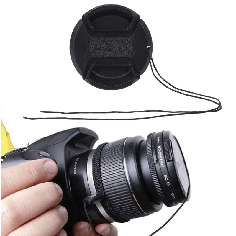 DSLR камера 55 мм защелкивающаяся Крышка для объектива с центральным зажимом+ набор канатов