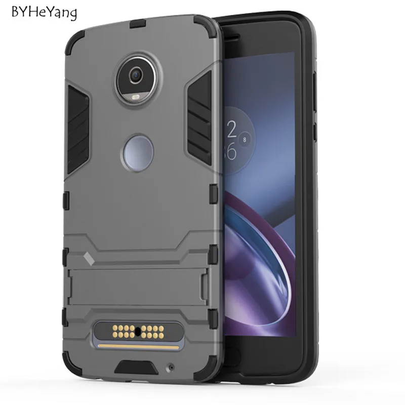 Чехол byheyang для Motorola Moto Z2 Play тонкий защитный чехол с подставкой робота резиновый