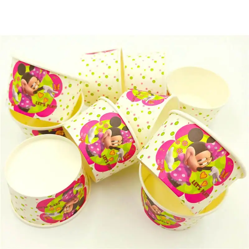 Ice cream bowl 10pcs Минни Маус День Рождения украшения детские одноразовые скатерти чашки тарелки подарок пользу красная посуда baby shower событие девушка - Цвет: Ice cream bowl 10pcs