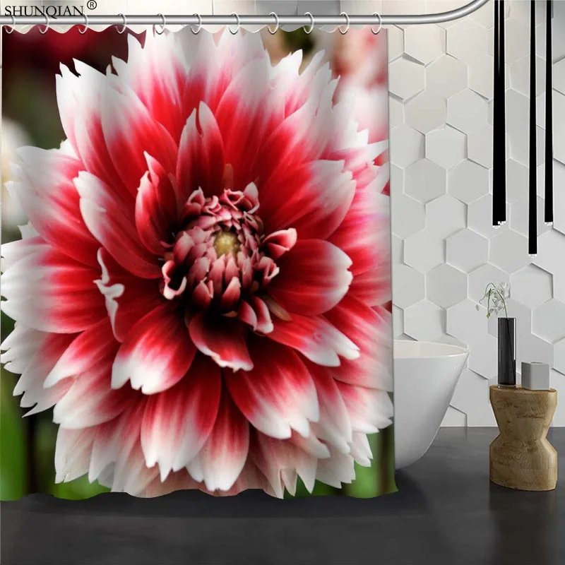 

New Dahlia Shower Curtain Waterproof Fabric Bath Curtain Polyester Fabric Bathroom Curtain 180X200cm150X180cm