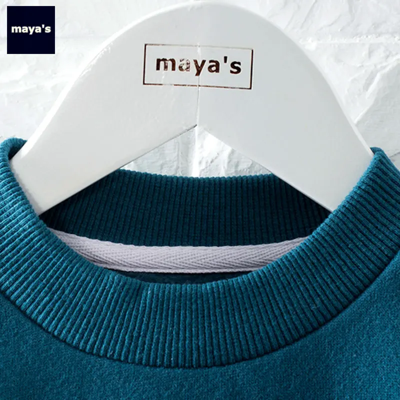 Mayas/модные хлопковые зимние толстовки с принтом для мальчиков Новые базовые
