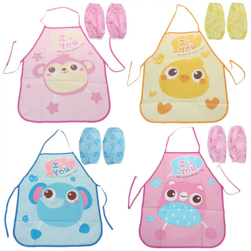 

1 Set Kids Children Painting Apron Sleeves Waterproof Protection apron