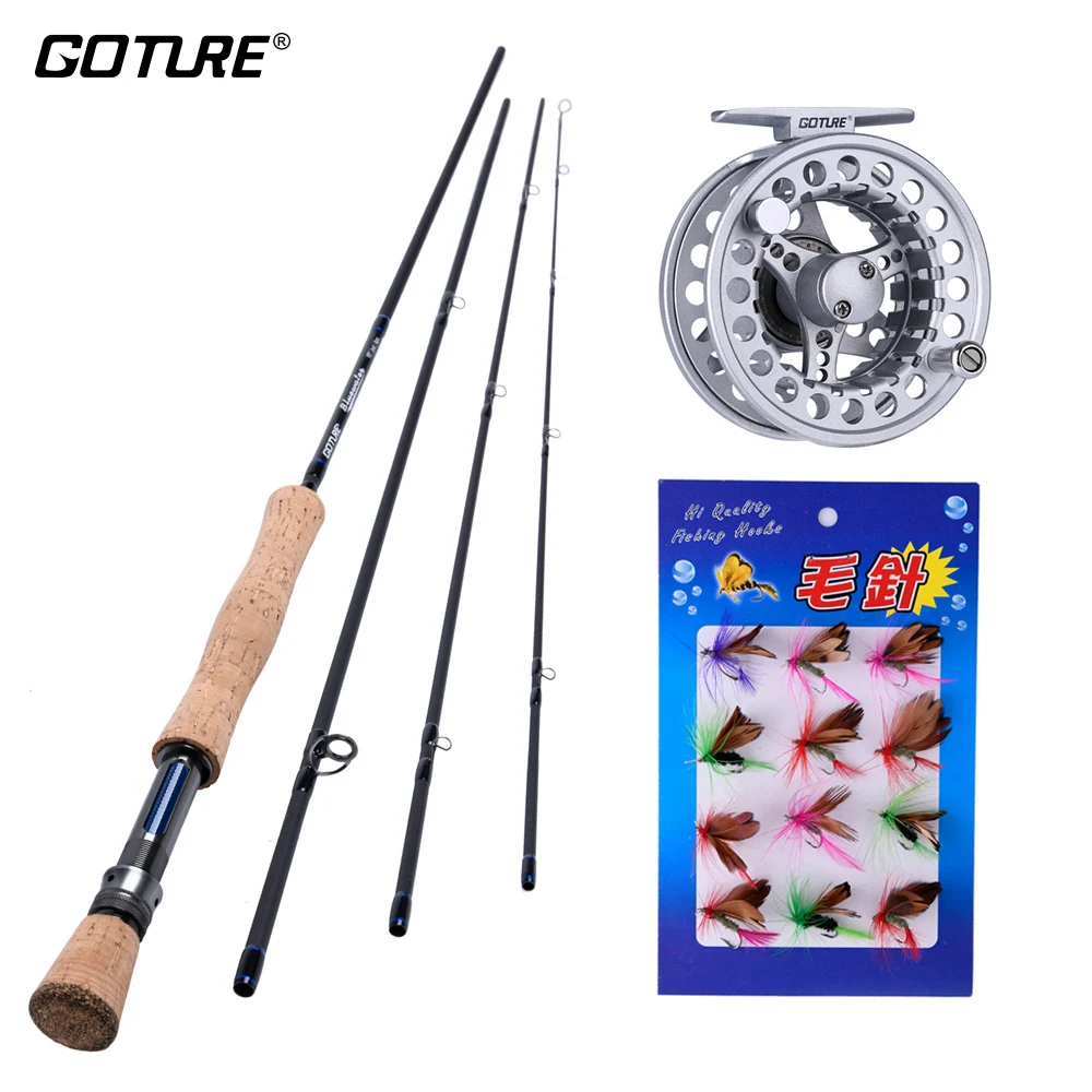 Goture Fly Рыболовная катушка удочка комбо 5/6 7/8 ACL для рыбалки и Bluewater Удочка с мушками
