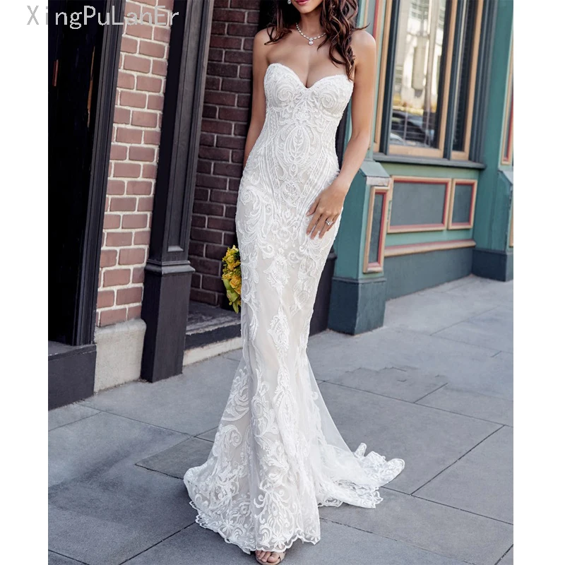 

Vestido de novia Sweetheart Mermaid Wedding Dress Unique Lace Appliques Bride Dress Abiti da sposa Court Train Brautkleid