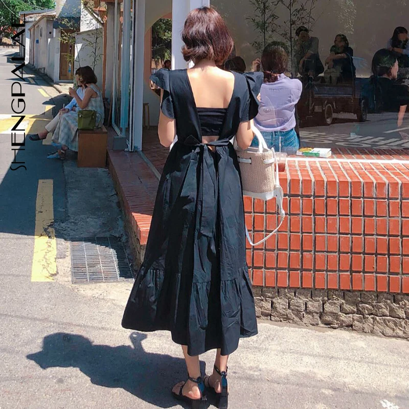 SHENGPALAE квадратный воротник без рукавов весна Новое поступление Vestidos 2019 корейская