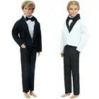 Модный классический официальный костюм 3 в 1, наряд, куртка под смокинг разных стилей, белая рубашка, брюки с бантом, Униформа, Одежда для куклы Кен