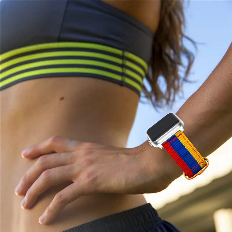 Спортивная полоса нейлоновая петля ремешок для часов Apple Watch 4/3/2/1 браслет