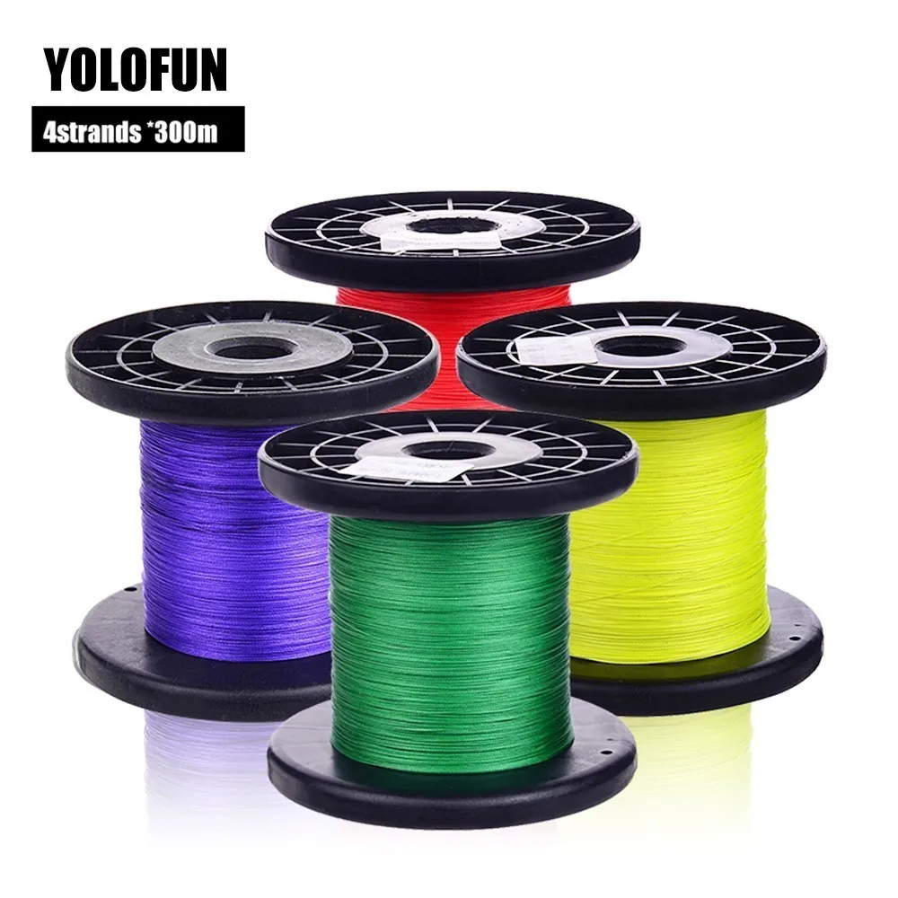300 м плетеная леска mutifilament 4 нити плетеный шнур рыболовная PE линия красный зеленый