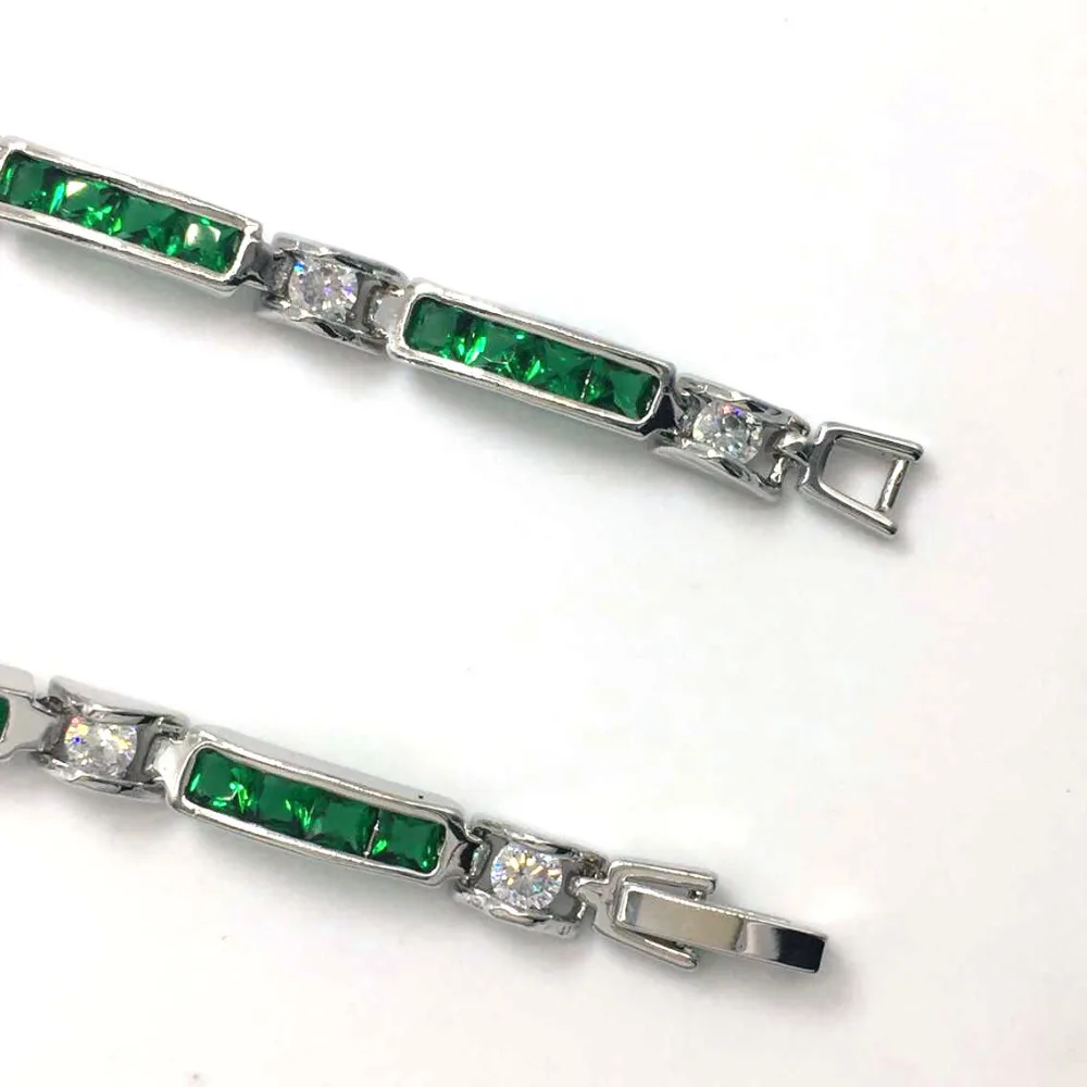 Браслет для женщин модные женские браслеты с зеленым камнем и цирконом Изящные