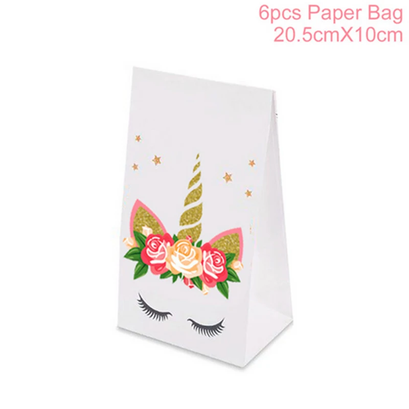 6PCS Candy bag QIFU Unicornio украшения каваи Единорог вечерние Единорог день рождения Единорог вечерние принадлежности Unicornio тема юбилей воздушный шар Balon - Цвет: 6PCS Candy bag