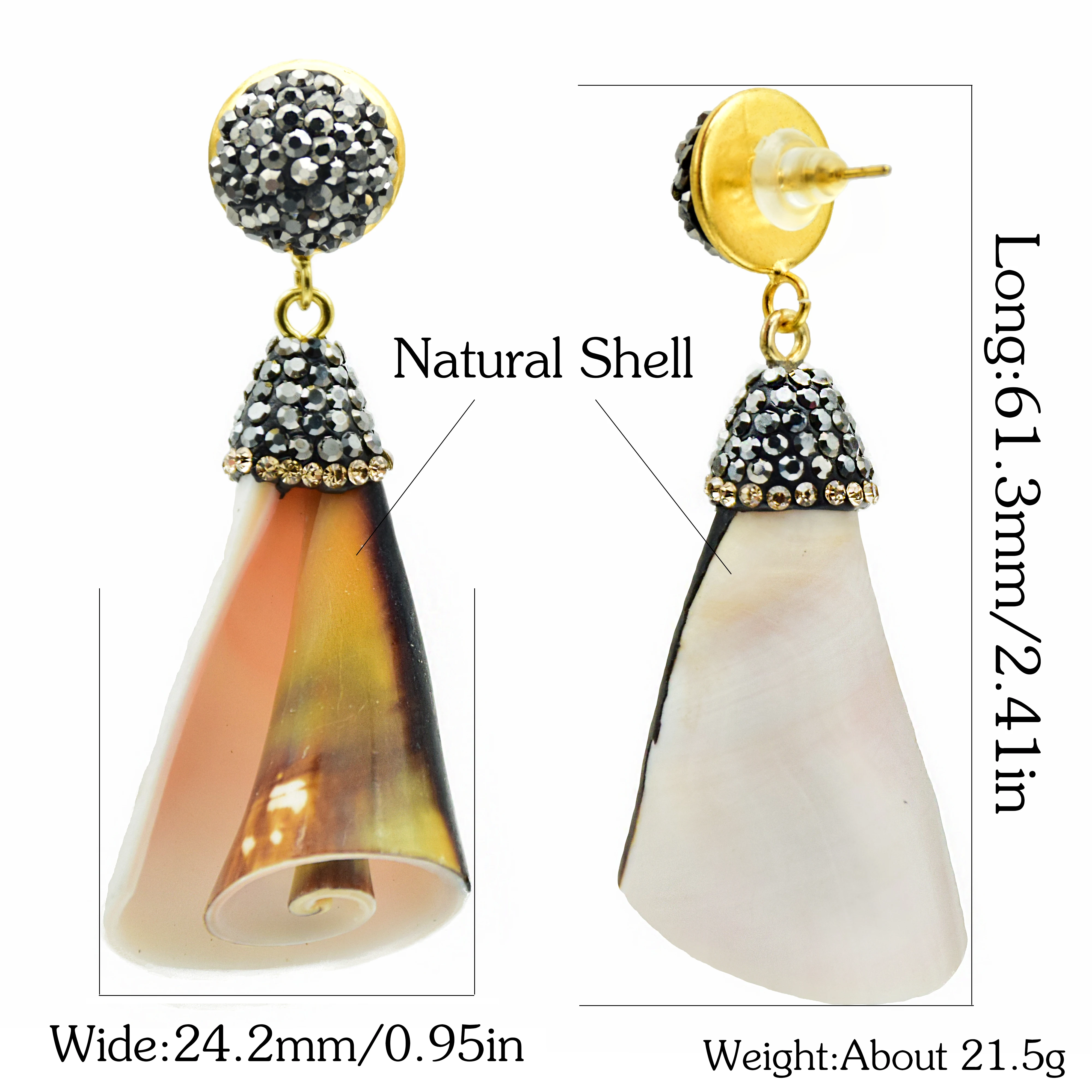 Ручная работа ракушка серьги золотые металлические длинные спиральная оболочка