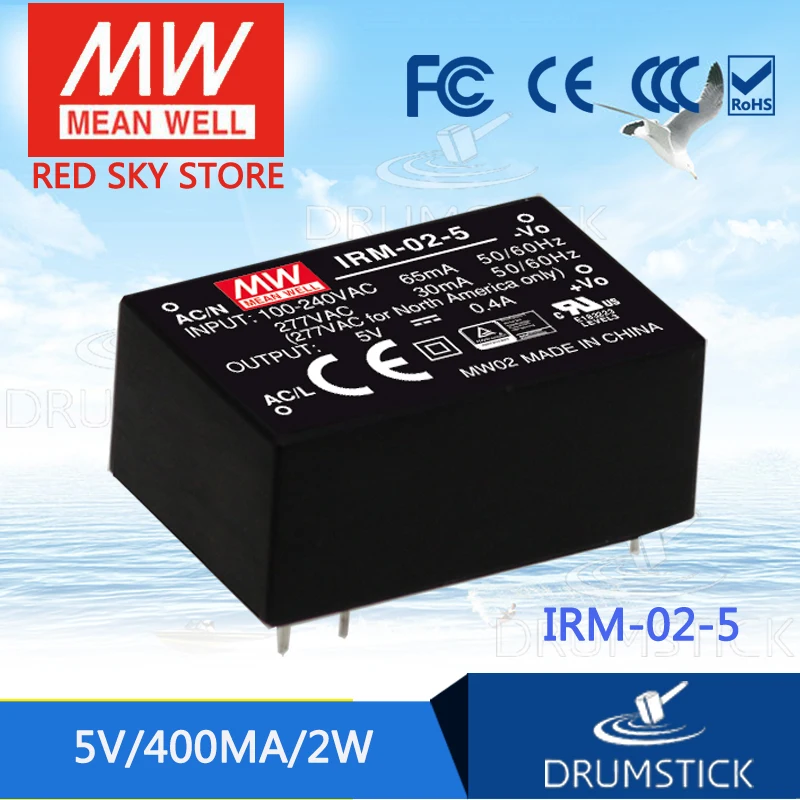 Модуль импульсного источника питания MEAN WELL Taiwan IRM 02 2W 3.3V5V9V12V15V AC DC|pcb mount connector|pcb